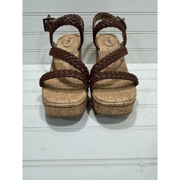 Born BOC Chrissy Womens Size 7 Cork Wedge Brown Braided Sandals Born Summer Shoe - Picture 3 of 8